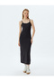 Long Bodycon Dress Rope Strap Crew Neck Slim Fit - 3