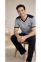 Men's V-Neck Short Sleeve Pajama Set – Stylish Design Comfortable Loungewear Set 18-88 - 4