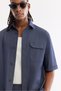 Men's Indigo Alttan Britli Cotton Short Sleeve Comfort Fit Shirt A61Y2113 - 5