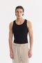 Men's Black Sleeveless Basic Ribbed Regular Fit Undershirt B001058