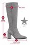 Culina Women's Suede Gray Pointed Toe Thick Heeled Side Zipper Below the Knee Boots 7.5 cm Heel - 7