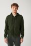 Men's Khaki Hooded Rose Gold 3 Thread Zippered Sweatshirt E 001019 - 3