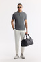 Men's Anthracite Non-Curling Polo Neck 100% Cotton Basic Regular Fit T-Shirt B001032 - 7