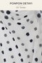 Linen Textured Light Gray and Gray Colored Tulle Curtain with Pompom Detail 1/3 Sik Pile Cannot Be Ironed Children's Room Tulle
