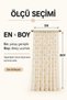 Linen Textured Yellow - White Colored Ecru Tulle Curtain with Pompom Detail 1/3 Sik Pile No Ironing Required Children's Room Tulle - 4