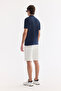 Men's Navy Blue Non-Curling Polo Collar 100% Cotton Basic Regular Fit T-Shirt B001032 - 4