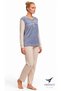 Women's Mink Made with Love Heart Detailed Plush Pajama Set - Beige Ribbed Sleeve Winter Pajamas