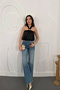 Women's Black Satin Halter Neck Metal Buckle Detailed Sleeveless Halter Neck Flowy Blouse - 5