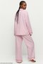 Pink Stripe Patterned Heart Embroidered Soft Tuşe Winter Buttoned Ribbed Knitted Pajama Set 8084 - 5