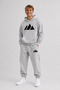 Mountain Print Detailed Hooded Sweatshirt Oversized Set - 3
