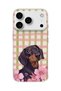 iPhone 18 Pro Compatible Sausage Dog Pink Plaid Printed Transparent Phone Case