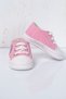 Baby Pink Canvas Sneakers White Toe Lace-Up Infant Baby First Step Shoes - 6