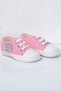 Baby Pink Canvas Sneakers White Toe Lace-Up Infant Baby First Step Shoes - 5