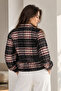 Women's Black-Beige Coat with Front Zipper and Elastic Sleeves Arm-27K001040 - 2