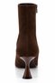 Women's Brown Suede Zippered Thin Heeled Stylish Boots - 3