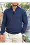 25-12 Half Zipper Basic Knitwear Sweatshirt Navy Blue - 3