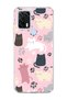 General Mobile Gm 21 Pro Compatible Cat and Paw Pink Printed Transparent Phone Case