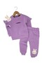 Girl's Winter 3-Yarn Threaded, Fleece-Lined, Rabbit Embroidered Thick Tracksuit Set for Ages 2-3-4-5-6 - 2