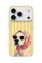 iPhone 18 Pro Compatible Transparent Phone Case with Scarf and Glasses Printed Dog Design