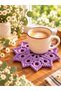 Hubush Rustic Coaster – Hand Knitted Star Motif Decorative Coaster Single-Purple - 3