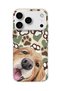 iPhone 18 Pro Compatible Yellow Dog Paw Heart Printed Transparent Phone Case