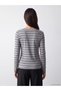 Lcw Everyday Anthracite Crew Neck Striped Women's Bodysuit - 4