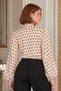 Women's Beige Collared Blouse with Elastic Sleeves Arm-27K001001 - 2