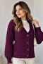 Buttoned Knitwear Cardigan N512 Plum - 5