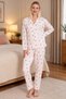 Mirano 9803 Şardonlu Soft Winter Buttoned Teddy Bear Patterned Women's Pajama Set