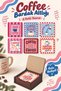 Set of 6 Mdf Coasters with Storage Box Retro Coffee Time Themed Colorful Patterned Decorative Coasters
