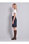 Women's Navy Blue Suede Pencil Skirt - 6