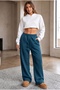 Women's Winter 3-Thread Fleece-Lined Baggy Leg Sweatpants