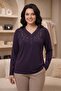 Nergiz Combed Cotton Women's Large Size Long Sleeve Comfortable Fit Blouse