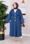 Brooch Button Detailed Denim Kimono Blue