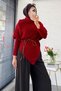 Premium Turtleneck Asymmetrical Cut Knitwear Blouse - Red - 2
