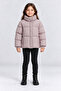 Beige Lilac Girls' Inflatable Coat with Stand Collar, Zipper and Pockets, Plush Lining Ak4304 - 4