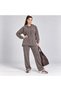 Women's Modal Pique Fabric Hooded Casual Top and Bottom Set Mta2580