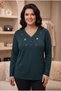 Nergiz Combed Cotton Women's Large Size Long Sleeve Comfortable Fit Blouse