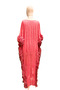 Women's Fuchsia Pink Sequin and Bead Embroidered Edges Ruffle Fringed Tulle Kaftan Evening Dress / Flowy Maxi Dress - 5