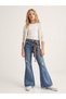 Girl's Spanish-Style Ripped Detailed Belted Denim Trousers - 6