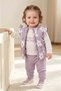Floral Patterned Zippered Vest Baby Girl 3-Piece Set
