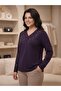 Nergiz Combed Cotton Women's Large Size Long Sleeve Comfortable Fit Blouse - 4