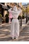 Pink Poetic Printed Embossed Oversize Hooded Sweet-Sweatpants Premium Set