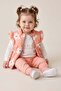 Floral Patterned Zippered Vest Baby Girl 3-Piece Set - 2