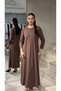 Women's Winter Shirted Long Dress Double Set - Gold Buttoned Jacket and Long Dress Set Tok Steel Knitted Fabric Maxi Dress - 2