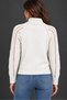 Women's Turtleneck Long Sleeve Leaf Pattern Openwork Sleeve Detailed Perforated Soft Textured Stylish Casual White Knitwear Sweater - 3