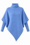 Premium Turtleneck Asymmetrical Cut Knitwear Blouse - Blue - 3