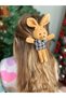 3D Design Toy Plush Cute Rabbit Automatic Clip-On Women's Children's Barrette Plaid Brown