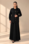 Women's Winter Shirted Long Dress Double Set - Gold Buttoned Jacket and Long Dress Set Tok Steel Knitted Fabric Maxi Dress