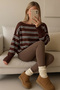 Off-Shoulder Wide Collar Striped Knit Sweater Fhmmzr004 - 2